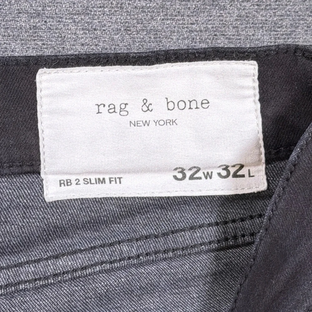 Rag & Bone RB 2 Slim Fit Jeans Mens 32x32 Black Cotton Blend Stretch Denim Pants